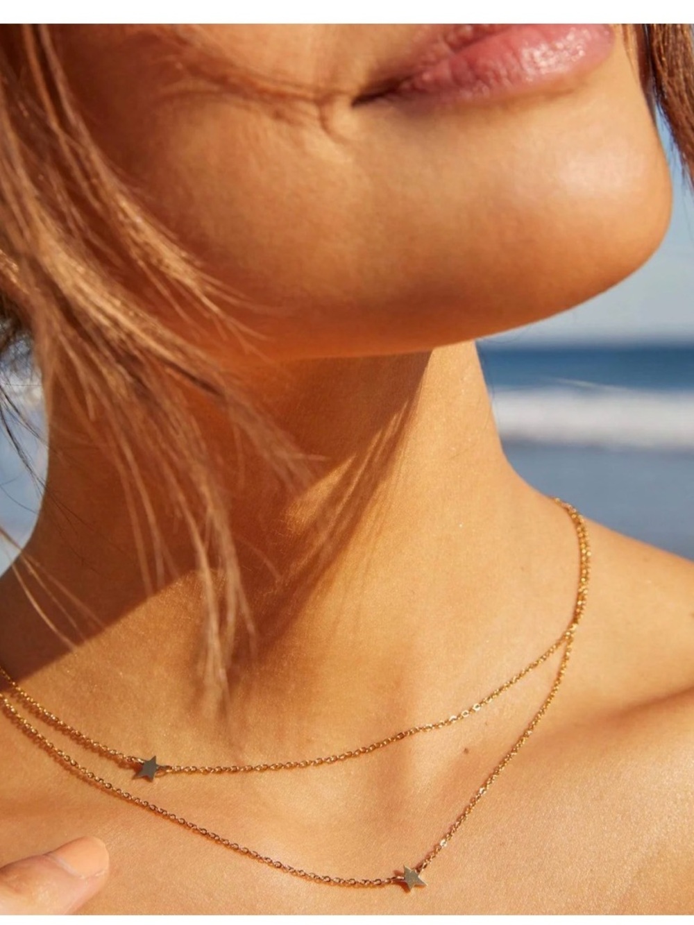 NWT jennifer zeuner Delicate Gold Double-Layer Star Necklace minimalist